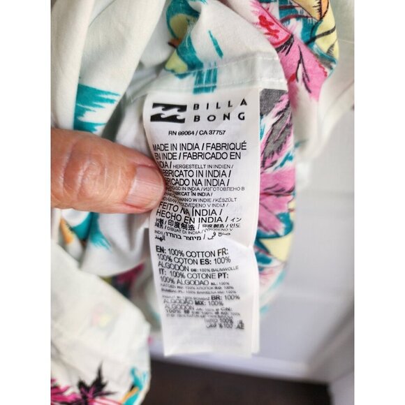 Billabong Men's XLarge Aloha Hawaiian Shirt Button Down White Short Sleeve EUC - Picture 6 of 6